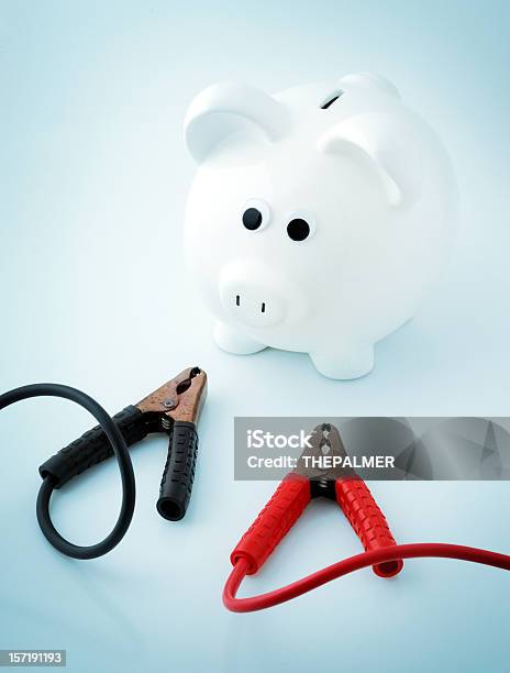 Start Your Saving Engine Stock Photo - Download Image Now - Cable, Coin Bank, Color Image