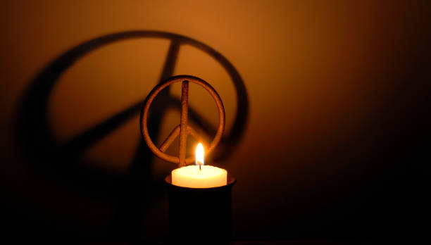 Peace Symbol Candle stock photo