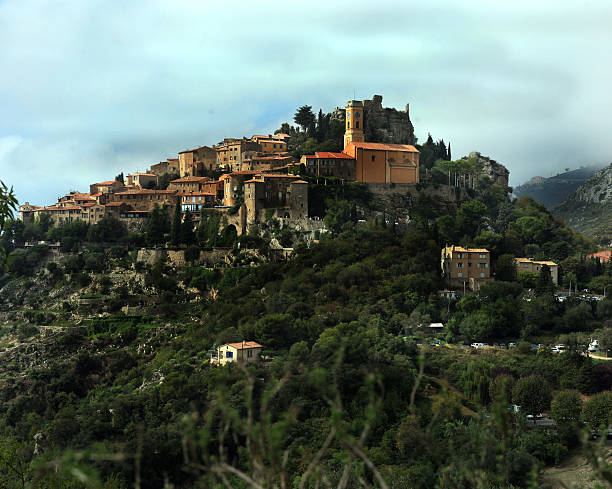 Ancient Village of Eze in Provence Mountainside Village of Eze in Provence, France french currency stock pictures, royalty-free photos & images