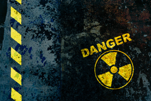 Rusty Radiation Warning Symbol, Detailed Radiation Symbol, Grunge Nuclear Warning Logo, Isolated White Background, 3d Rendering