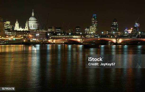 Photo libre de droit de Panorama De Londres De Nuit banque d'images et plus d'images libres de droit de Pont Blackfriars Bridge - Pont Blackfriars Bridge, Angleterre, Architecture
