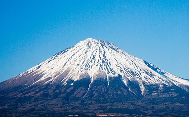 A landscape view of Mount Fuji stock photo