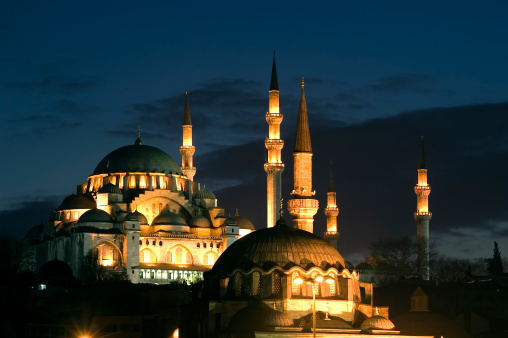 Suleymaniye and Rustem Pasha Mosques. Architect Sinan`s two works are together. 