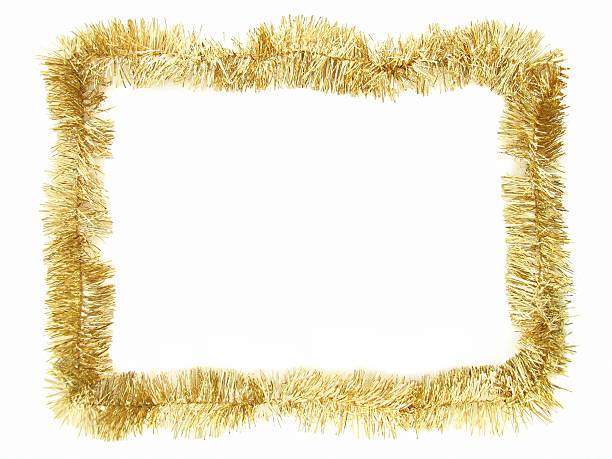 Gold Garland Border  tinsel stock pictures, royalty-free photos & images