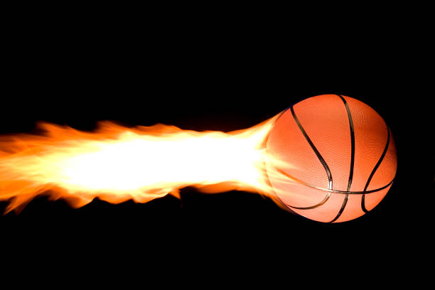 Flaming de basquetebol - fotografia de stock