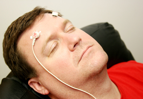 Man wearing electrodes