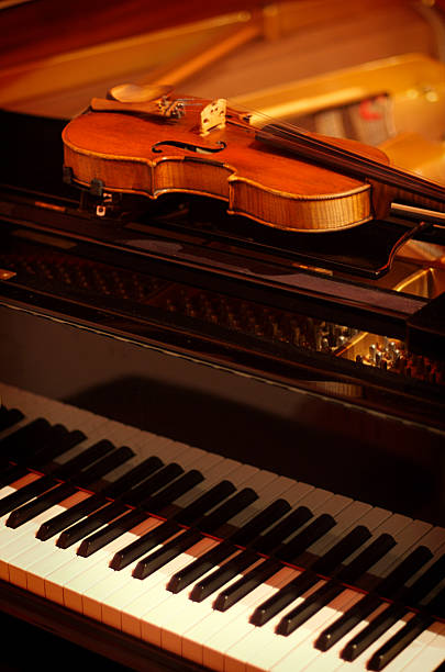 Violin and piano used for classical music stock photo