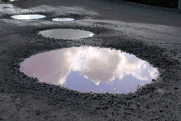 Blue Skies Reflected After the Rains  puddle stock pictures, royalty-free photos & images