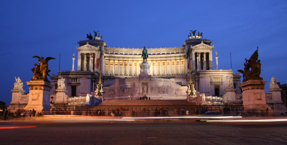 Monument of Vittorio Emanuele II by night, Rome Italy