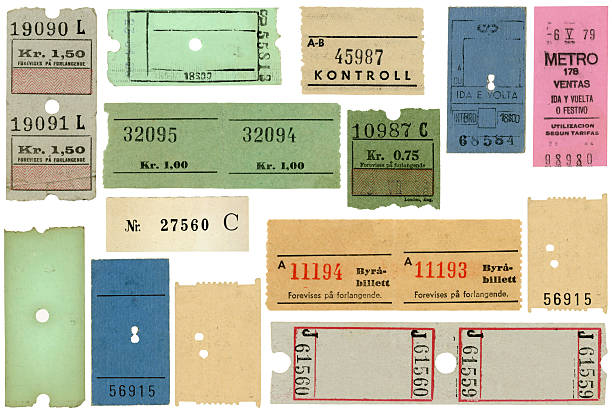 European Transportation Tickets Subway Train Blank Fourteen different vintage tickets, mostly from European subways, Metro, trains, and museums. Some have blank areas for you to add your own type.  ticket stub stock pictures, royalty-free photos & images