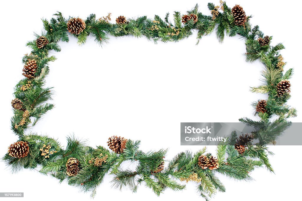 Weihnachten-Frame auf Weiß - Lizenzfrei Blumenkranz Stock-Foto