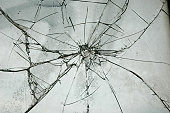 Broken Glass Window Bullet Shooting impact hole cracks