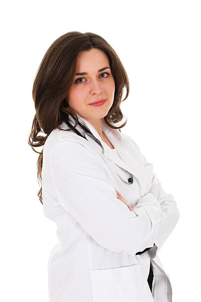 Young brunette female doctor stock photo