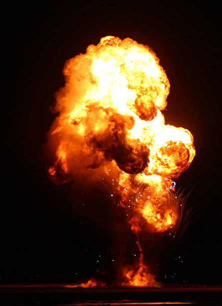 explosives in action at night