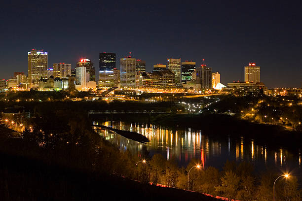 Edmonton Skyline at Night stock photo