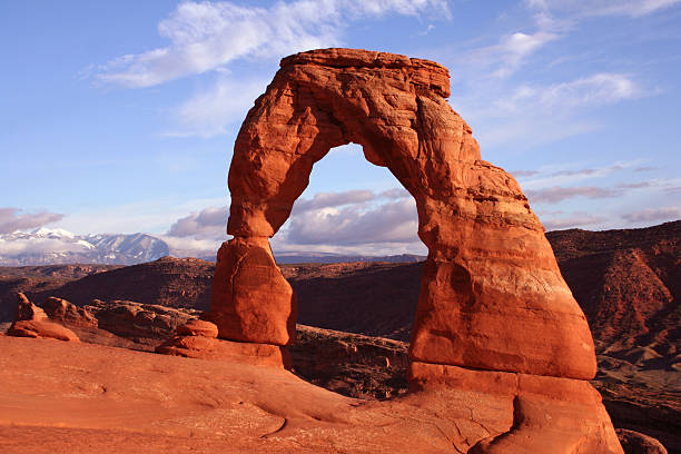 Red Sunset at Delicate Arch in Arches National Park, Utah.