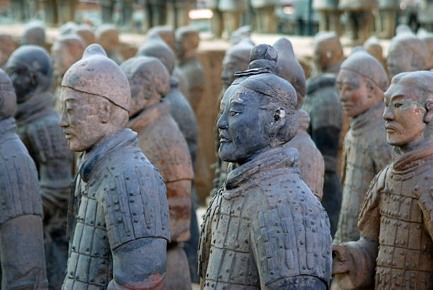 The terracotta warriors in China  One of Chinas top historical sights are the 2000 year old Terracotta Warriors. Every statue is different and they are located near Xian in Shaanxi Province, China. qin dynasty stock pictures, royalty-free photos & images