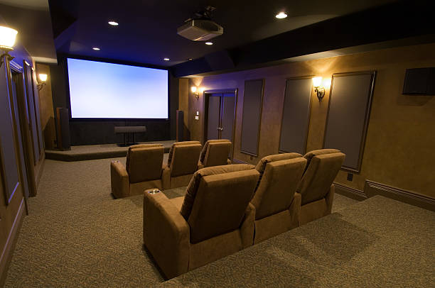 Executive Home Theater Large and luxurious home theater. entertainment center stock pictures, royalty-free photos & images