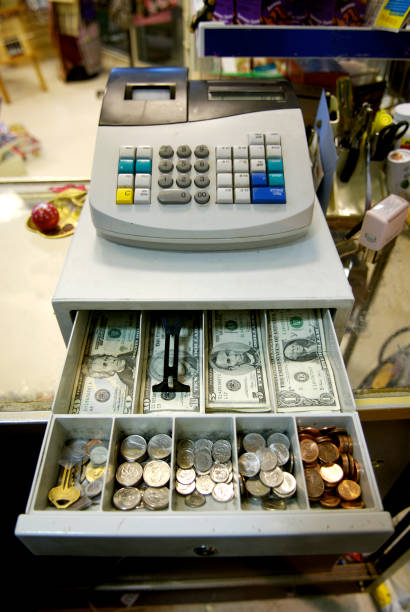 Cash register in a convenience store. 