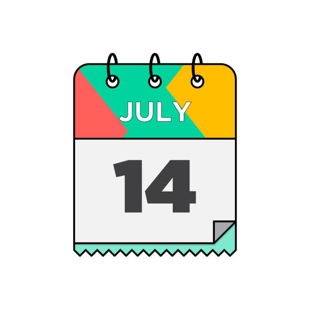 illustrations, cliparts, dessins animés et icônes de juillet - icône de calendrier quotidien dans une illustration de stock de style design plat - 6 18months