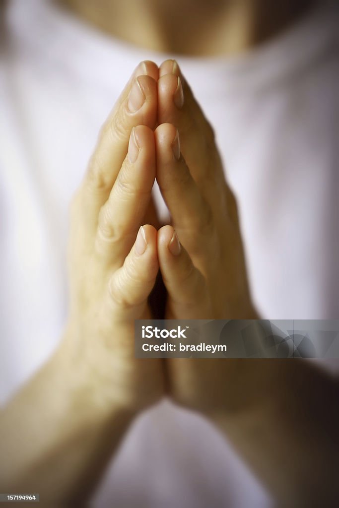 Praying hands with white background Closeup of persons hands in prayer Praying Stock Photo