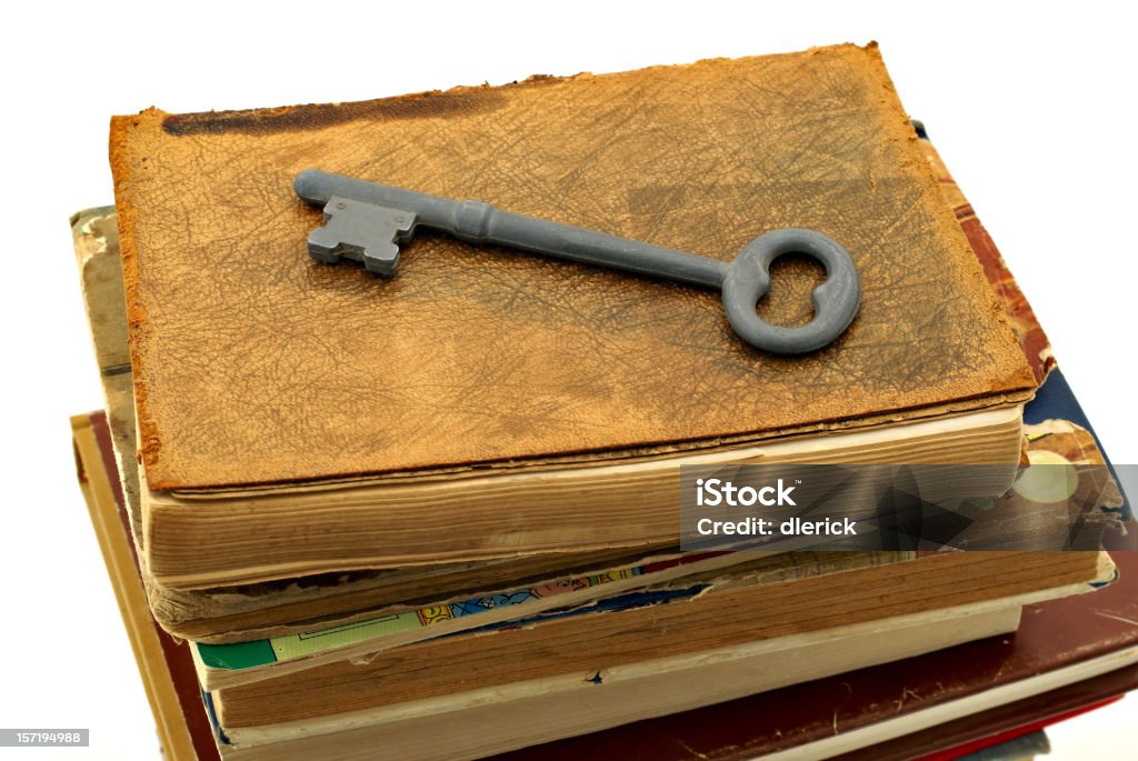 Livros e chave - Foto de stock de Acabado royalty-free