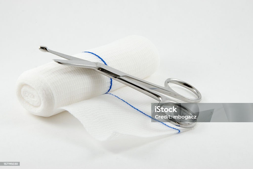 medical supplies Bandage and medical scissors, more in my healthcare lightbox below. Gauze Stock Photo