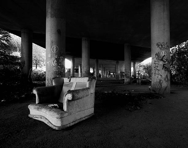 istock Abandoned arm chair at an Underpass 157195124