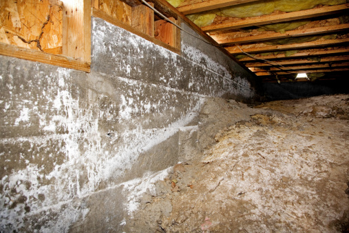 Crawl space under typical american house.