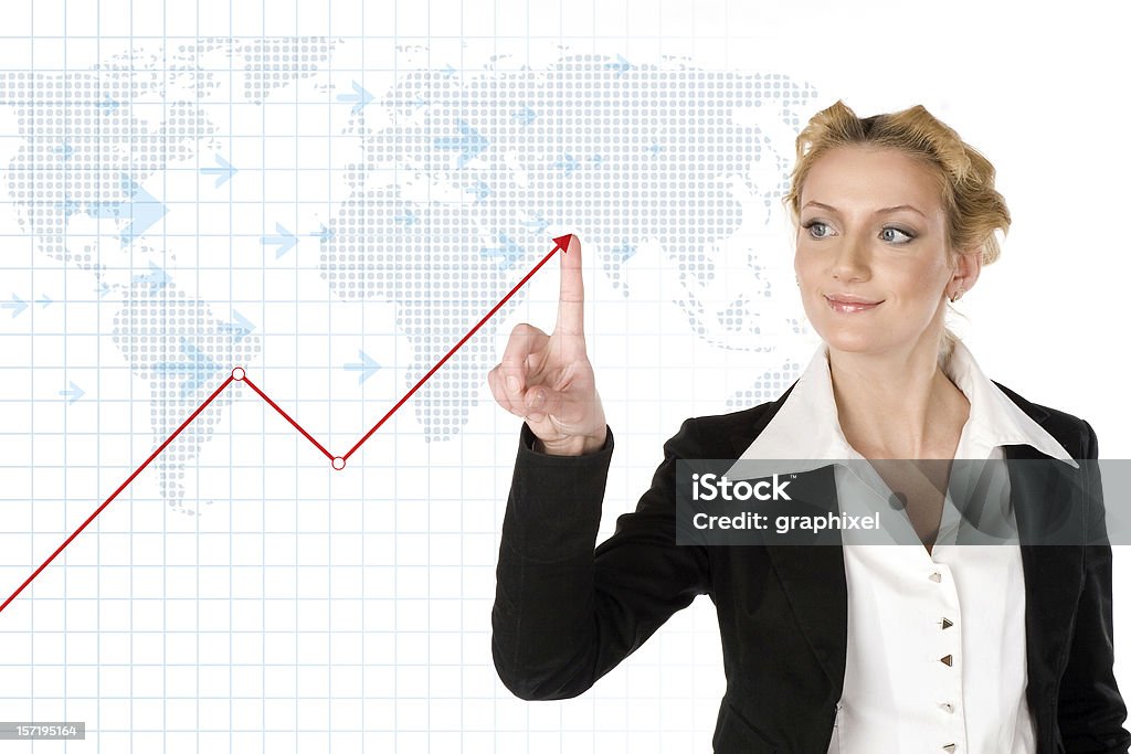 ビジネスウーマン - チャート図のロイヤリティフリーストックフォト