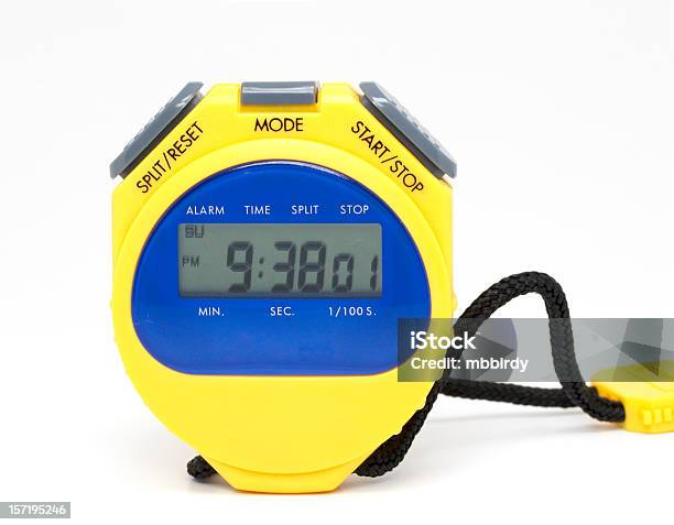 Modern Yellow Sport Stopwatch Stock Photo - Download Image Now - Cut Out, Stopwatch, Activity