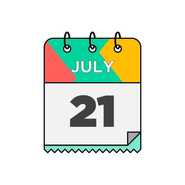 7월 - 플랫 디자인 스타일의 일일 달력 아이콘 스톡 일러스트레이션 - 12 18 months illustrations stock illustrations