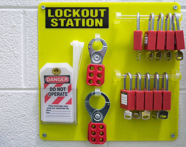 Safety first padlocks and keys stock photo