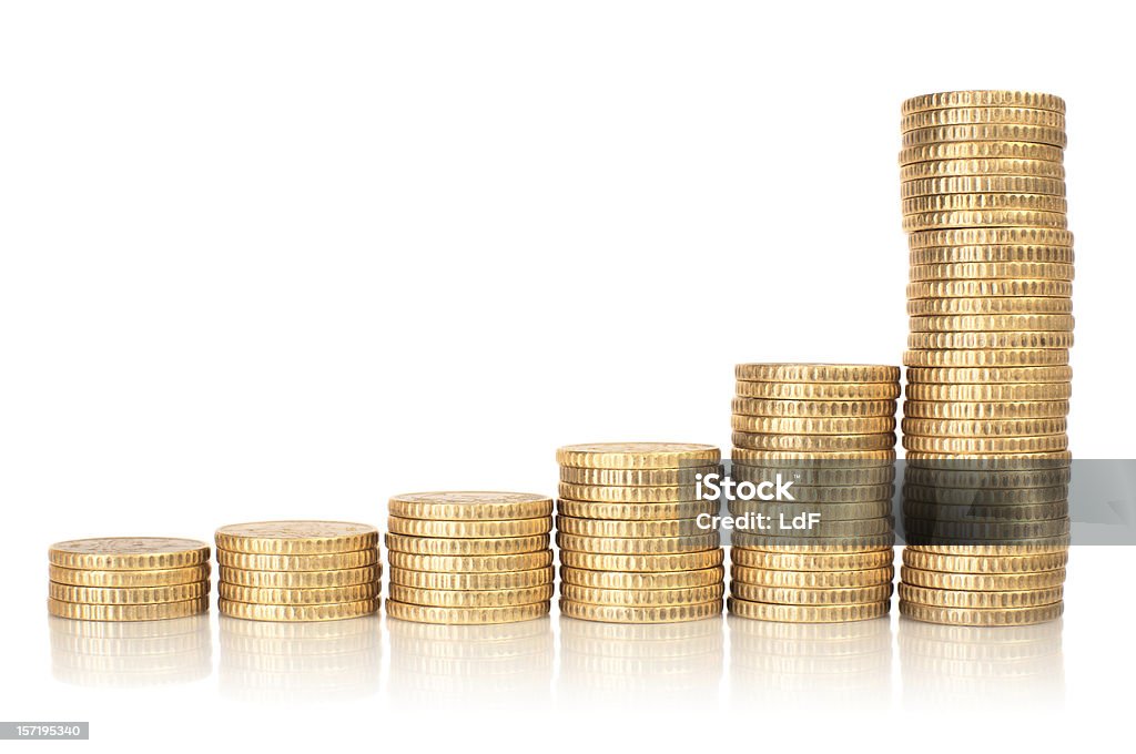 Golden coins raising chart  Coin Stock Photo