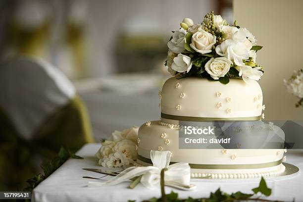 Flower Cake Stock Photo - Download Image Now - Wedding Cake, Wedding Reception, Table
