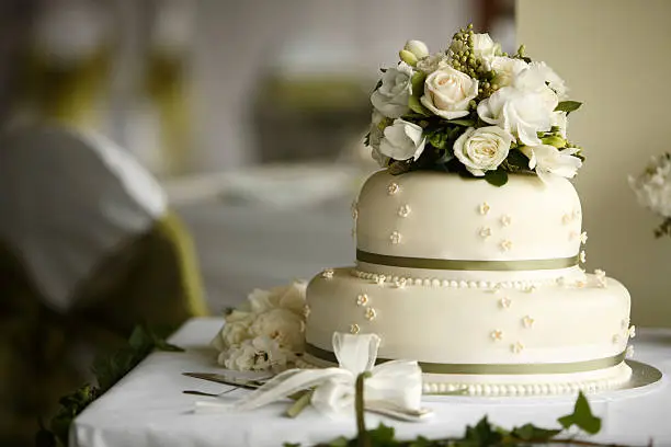 Wedding cake decorated with flowers