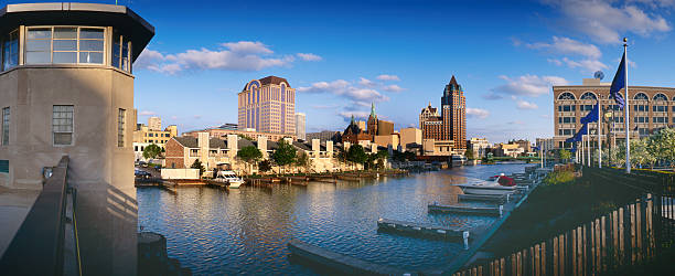Milwaukee Skyline with River stock photo