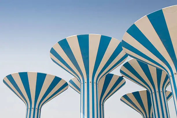 Kuwait water towers abstract also known as Mushroom tower group. 