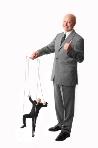 boss having his employee on a string