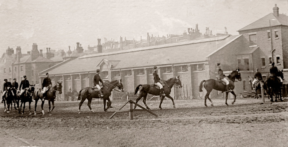 Vintage photograph of British cavalry training.