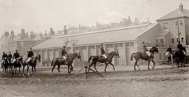 Vintage photograph of British cavalry training.