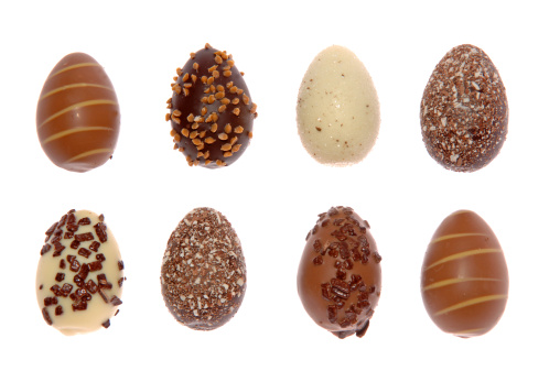 Chocolate Easter Eggs on white background