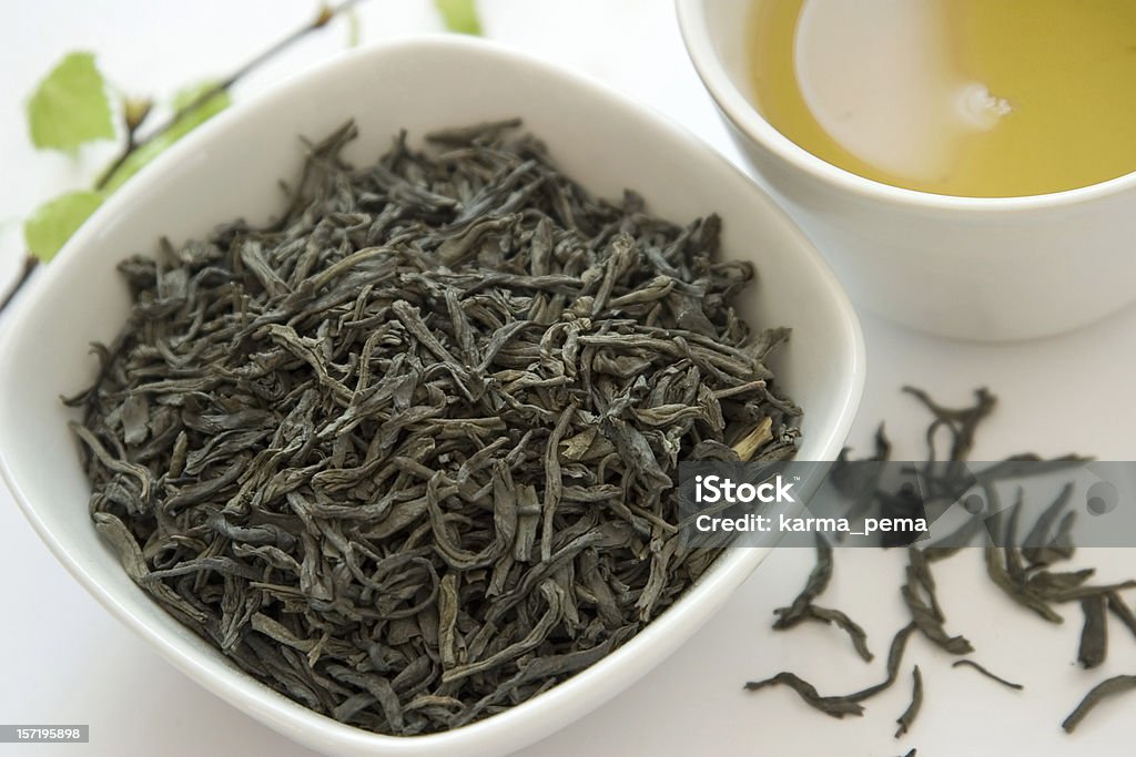 Dry green tea leaves  Dried Tea Leaves Stock Photo