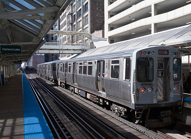 trem, chicago - trem elevado - fotografias e filmes do acervo