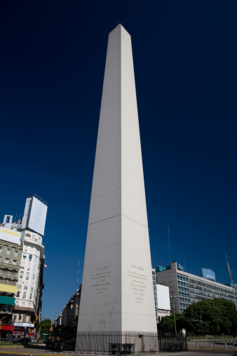 The Obelisk of Buenos Aires, Spanish: Obelisco de Buenos Aires, is a modern monument placed at the heart of Buenos Aires, Argentina. It was built in May 1936 to commemorate the 400th anniversary of the first founding of the city, located in the center of the Plaza de la Republica.