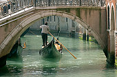 Gondola in Venice under old bridge (XXL)