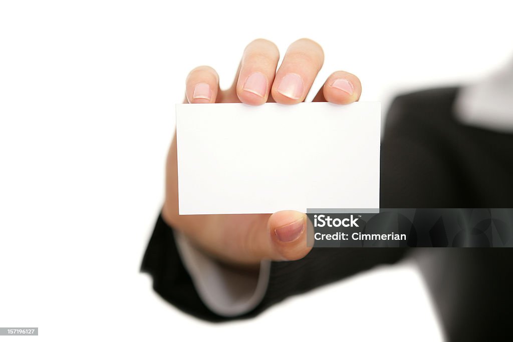 Puste karty biznesowe w ręce - Zbiór zdjęć royalty-free (Wizytówka)