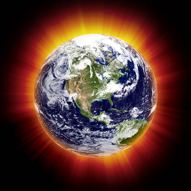 riscaldamento globale concetto ii: nord america (isolato - global warming earth globe warming up foto e immagini stock