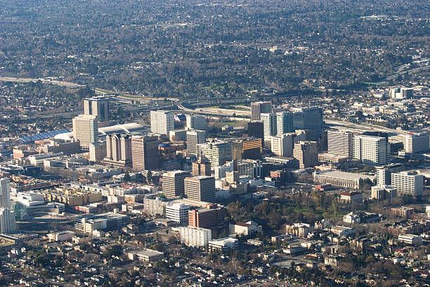 Aerial view of downtown San Jose stock photo