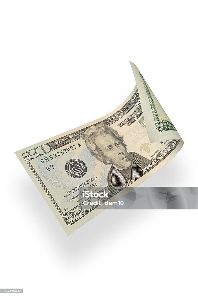 20 долларов США (изолированный - Сток�овые фото Свёрнутый роялти-фри